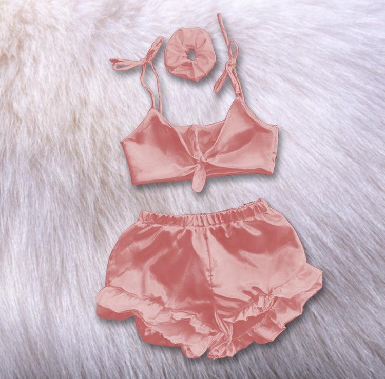 3 in 1 satin silk sleepwear set