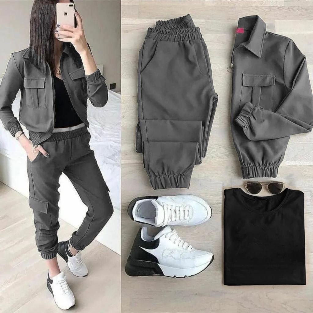 3 Pcs Winter Pocket Style Tracksuit