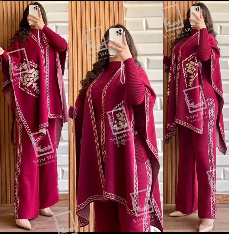 Ready To Wear 3 Pcs Winter Fleece Outfit CH-370