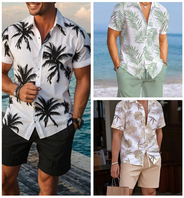 Pack of 3 Tropical Men's Tracksuit (T-Shirt & Shorts Set) | Stylish Summer Wear | Article 414