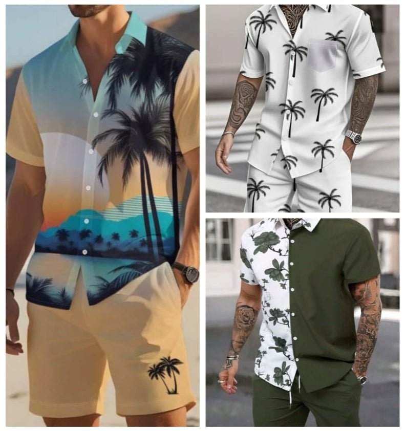 Pack of 3 Tropical Men's Tracksuit (T-Shirt & Shorts Set) | Stylish Summer Wear | Article 415