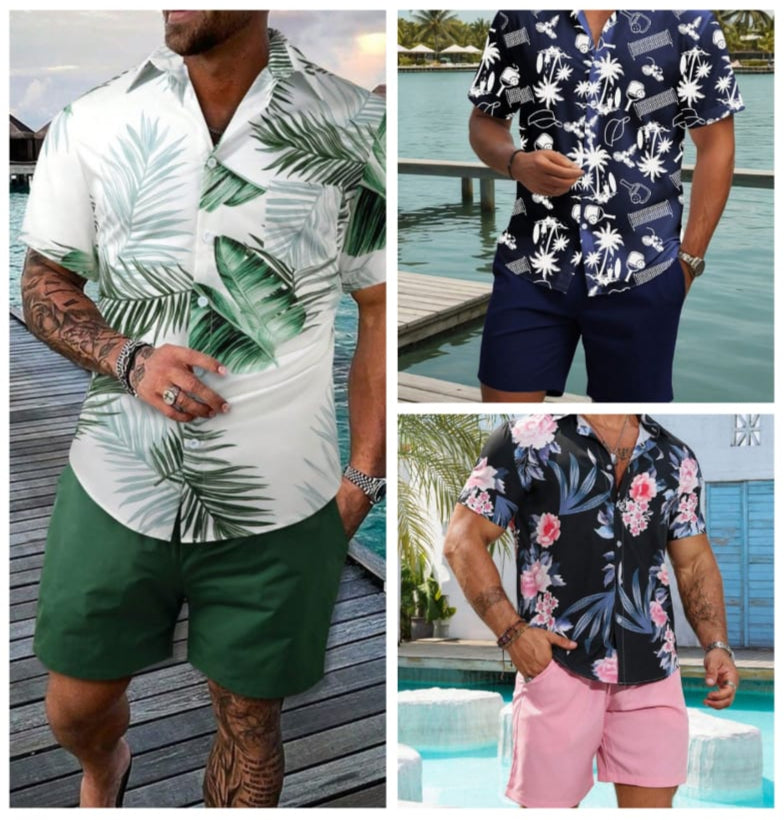 Pack of 3 Tropical Men's Tracksuit (T-Shirt & Shorts Set) | Stylish Summer Wear | Article 411