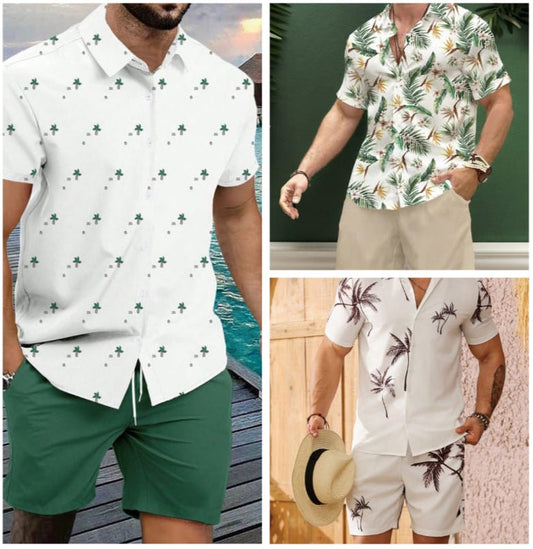 Pack of 3 Tropical Men's Tracksuit (T-Shirt & Shorts Set) | Stylish Summer Wear | Article 412