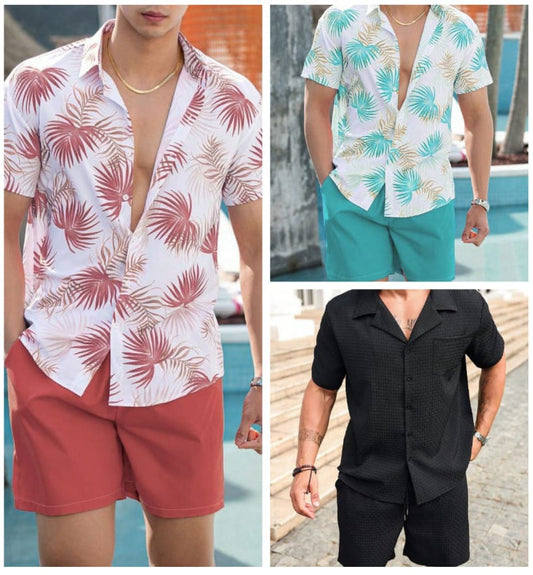 Pack of 3 Tropical Men's Tracksuit (T-Shirt & Shorts Set) | Stylish Summer Wear | Article 413