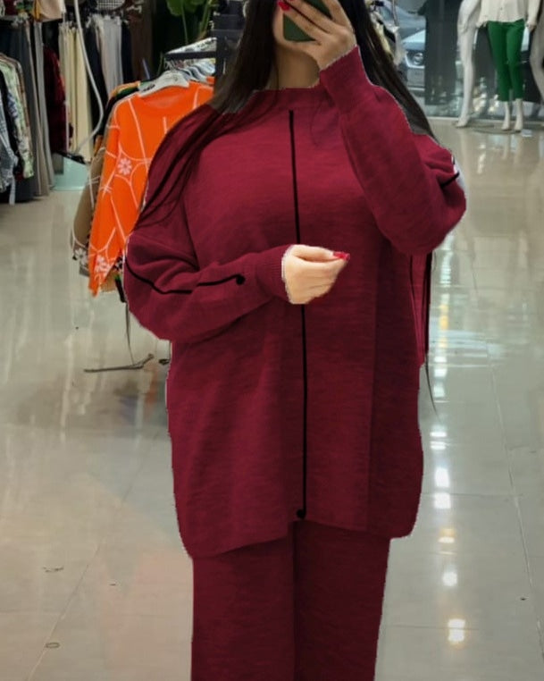 2 Pcs Stripe Winter Fleece Outfit