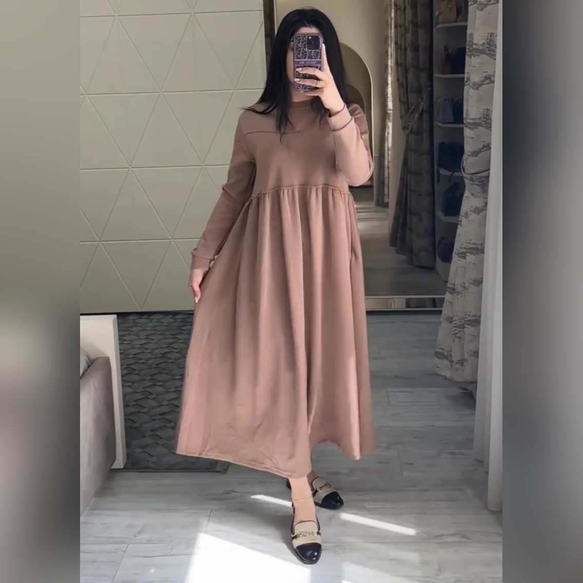 Warm Fleece Long Fallen Top