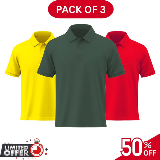 Pack of 3 | 50% OFF Men's Stylish Polo T-Shirts | DOS1001