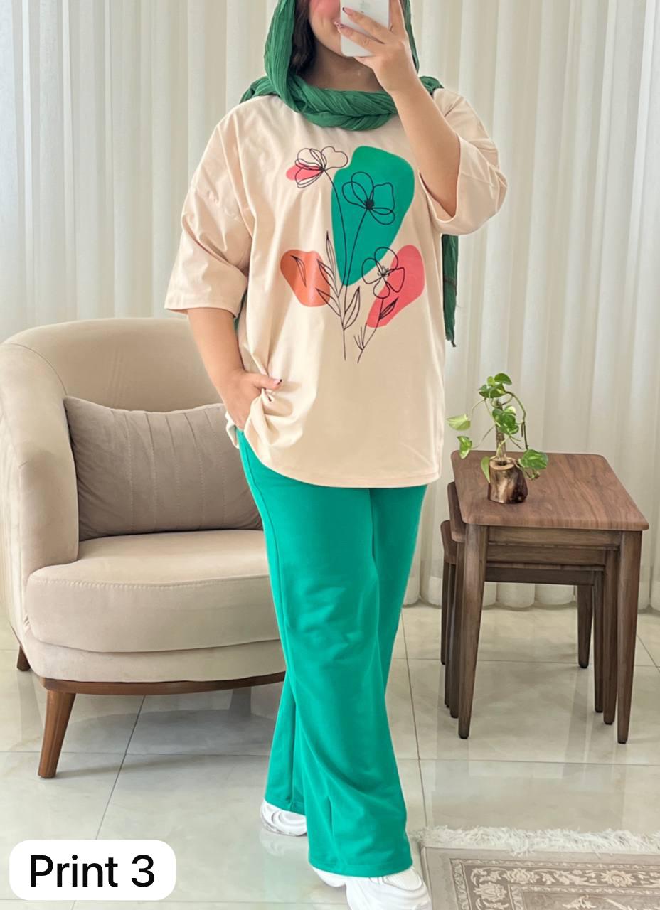 Printed Drop-Shoulder Tee Trousers