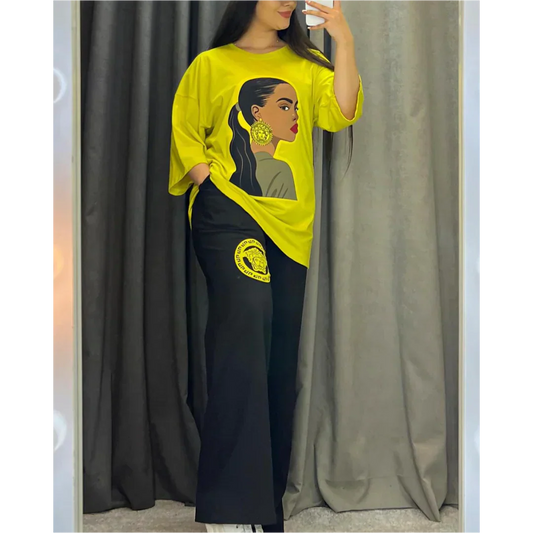 Printed Drop-Shoulder Tee Trousers (Print 2)