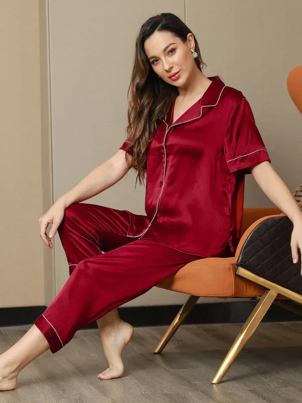 Pjs Silk Half Sleeves Nightwear