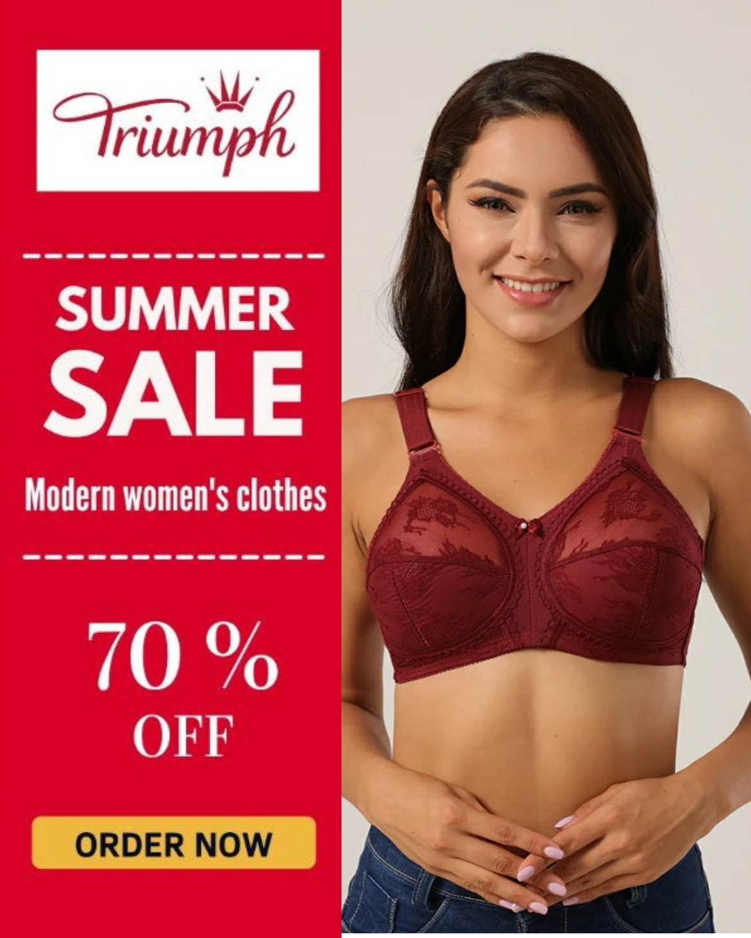 70% OFF | PACK OF 2 IMPORTED TRIUMPH DOREENA BRA BEST FOR SUMMER