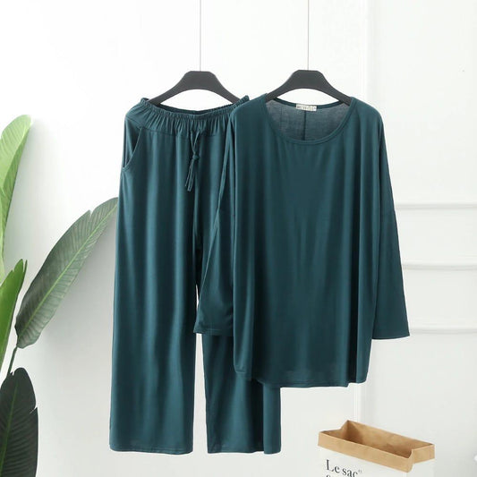 Casual Pajamas Straight Long Sleeve Long Pants Set