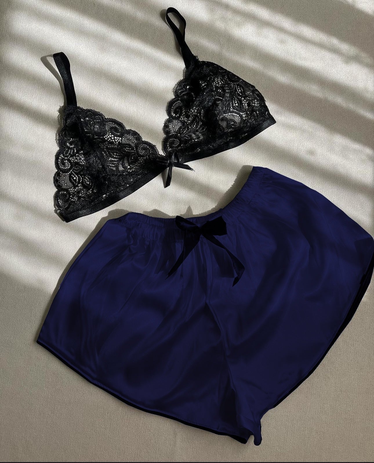 Silk Short With Net Bra Night Wear Set.