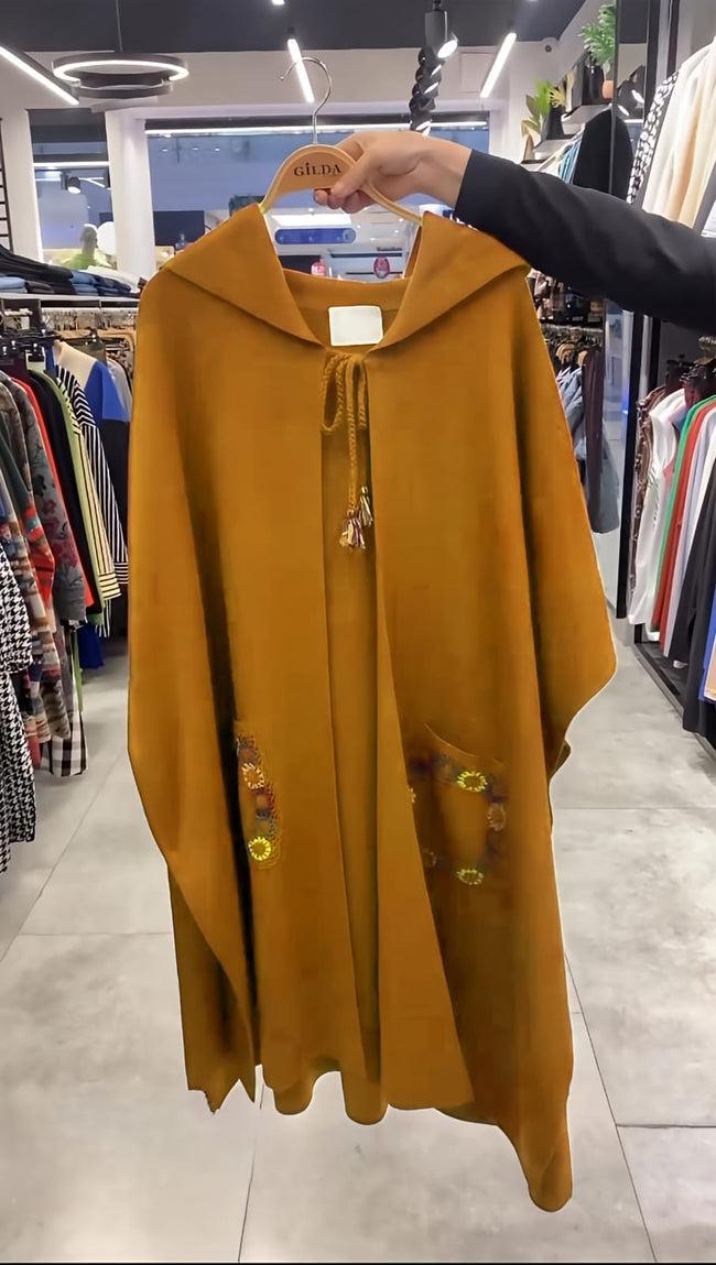 Hooded Winter Fleece Fabric Cape Shawl CH-393