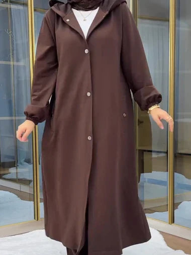 2 Piece Winter Fleece Dress Head to Toe Button Pocket Hoodie & Trouser