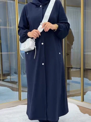 2 Piece Winter Fleece Dress Head to Toe Button Pocket Hoodie & Trouser